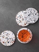 LIFVER Terrazzo Coasters with Holder Set 6 Absorbent Cork Back 4 in view 4