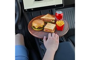 ELECFRESH 360° Rotating Cup Holder Tray Organizer for Car Center Console, Steering Wheel Tray, Detachable Snack/Drink/Phone Holder, Fits for 2025 2026 Tesla Model 3 Y X，Ford F150 Accessories