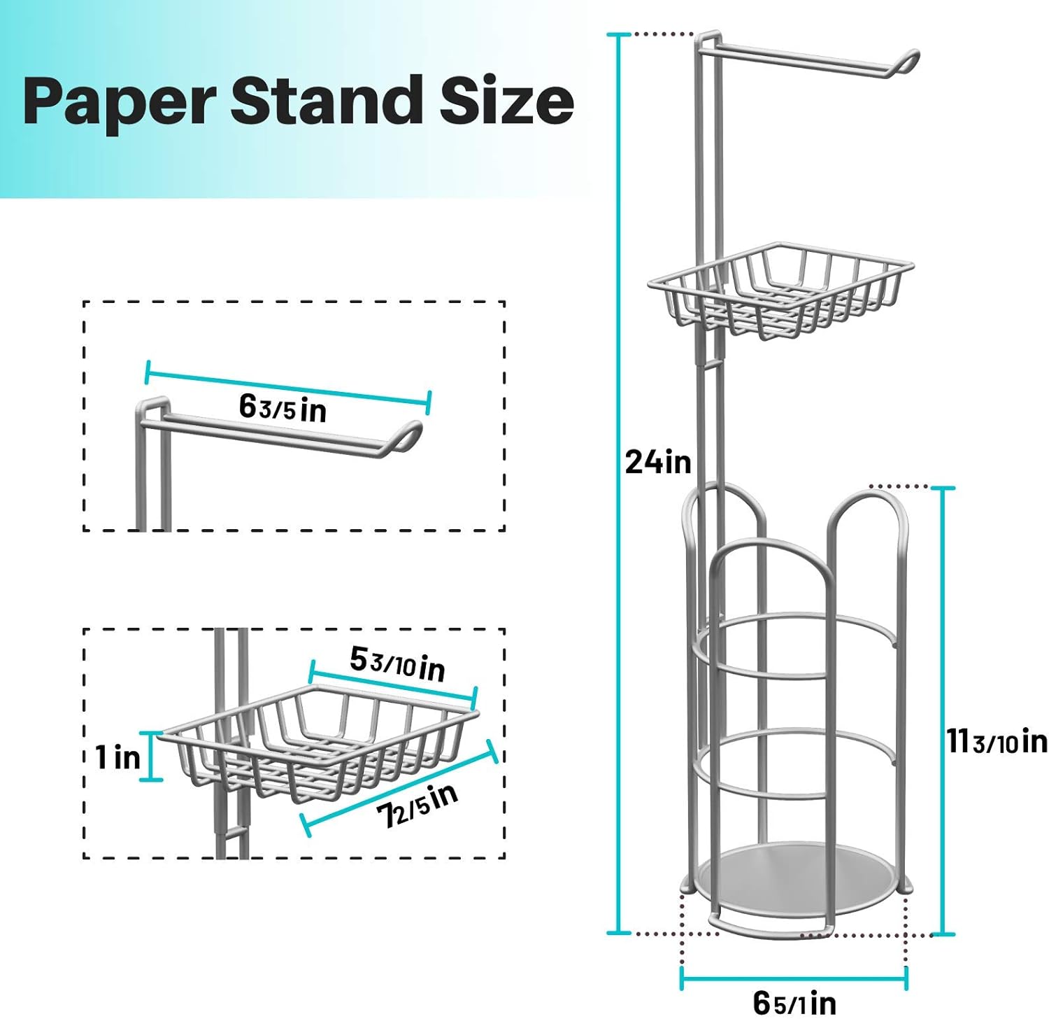 Upgrade Toilet Paper Holder Stand, Silver Gray Freestanding Toilet Paper Roll Holders with Shelf, Bathroom Tissue Storage Rack: Kitchen & Dining