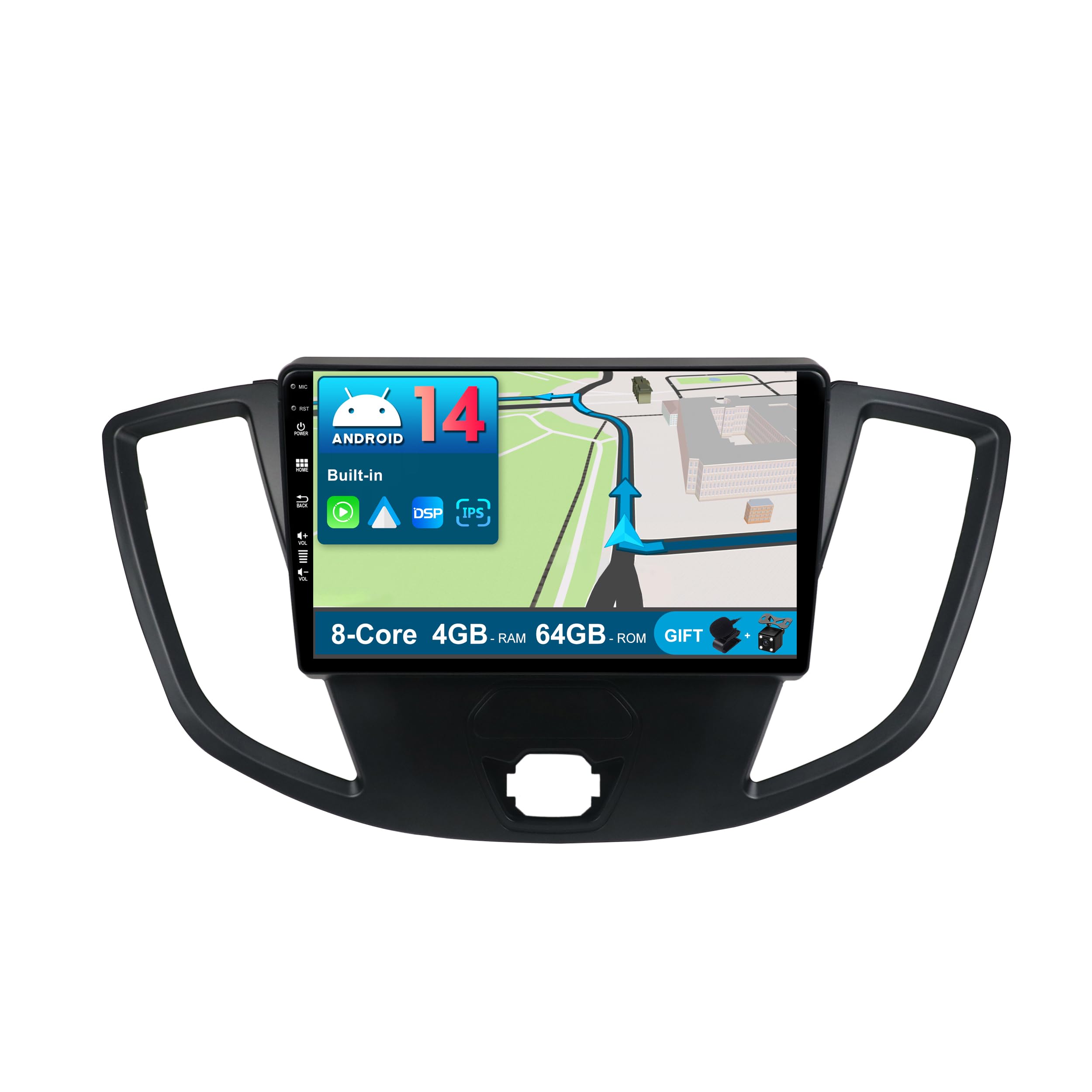 BXLIYER Android 13 IPS Car Stereo For Ford Transit Tourneo Custom (2013-2019) - Wireless CarPlay/Android Auto - 4G+64G - LED Camera + MIC - 9 Inch 2 Din - DSP Steering Wheel DAB Fast-boot 360-CAM WIFI