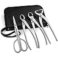 TianBonsai 4-PCS Bonsai Tool Set Including Concave Cutter Straight Edge Cutter Trunk Splitter And Bonsai Scissors Equip With Tool Bag