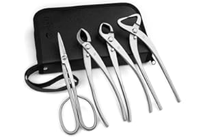 TianBonsai 4-PCS Bonsai Tool Set Including Concave Cutter Straight Edge Cutter Trunk Splitter And Bonsai Scissors Equip With Tool Bag