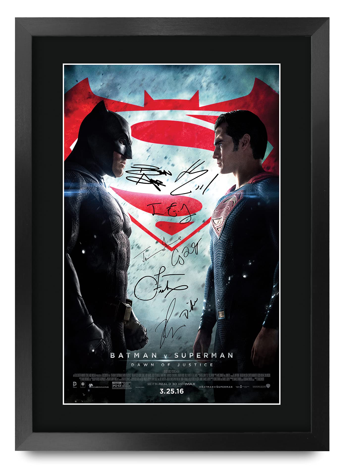 HWC Trading Batman v Superman Ben Affleck, Henry Cavill Gifts Printed Signed Autograph Picture for Movie Memorabilia Fans - A3 Framed