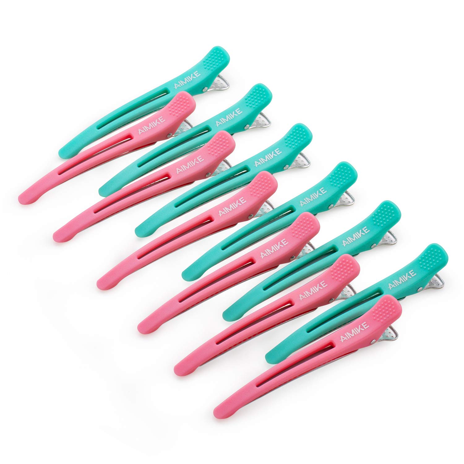 AIMIKE Hair Clips for Styling Sectioning 12 Pack, Non-Slip Duck Billed Hair Cutting Clips with Silicone Band, No Trace Hair Clips for Women, Girls and Salon Hairdressers, 4.3 inch Long : Beauty