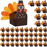 Cholemy 50 Pcs DIY Thanksgiving Treat Boxes - Turkey Goodies & Candy Box - Cupcake Box - Party Favor for Table Centerpiece, 2.36x2.36x1.97''