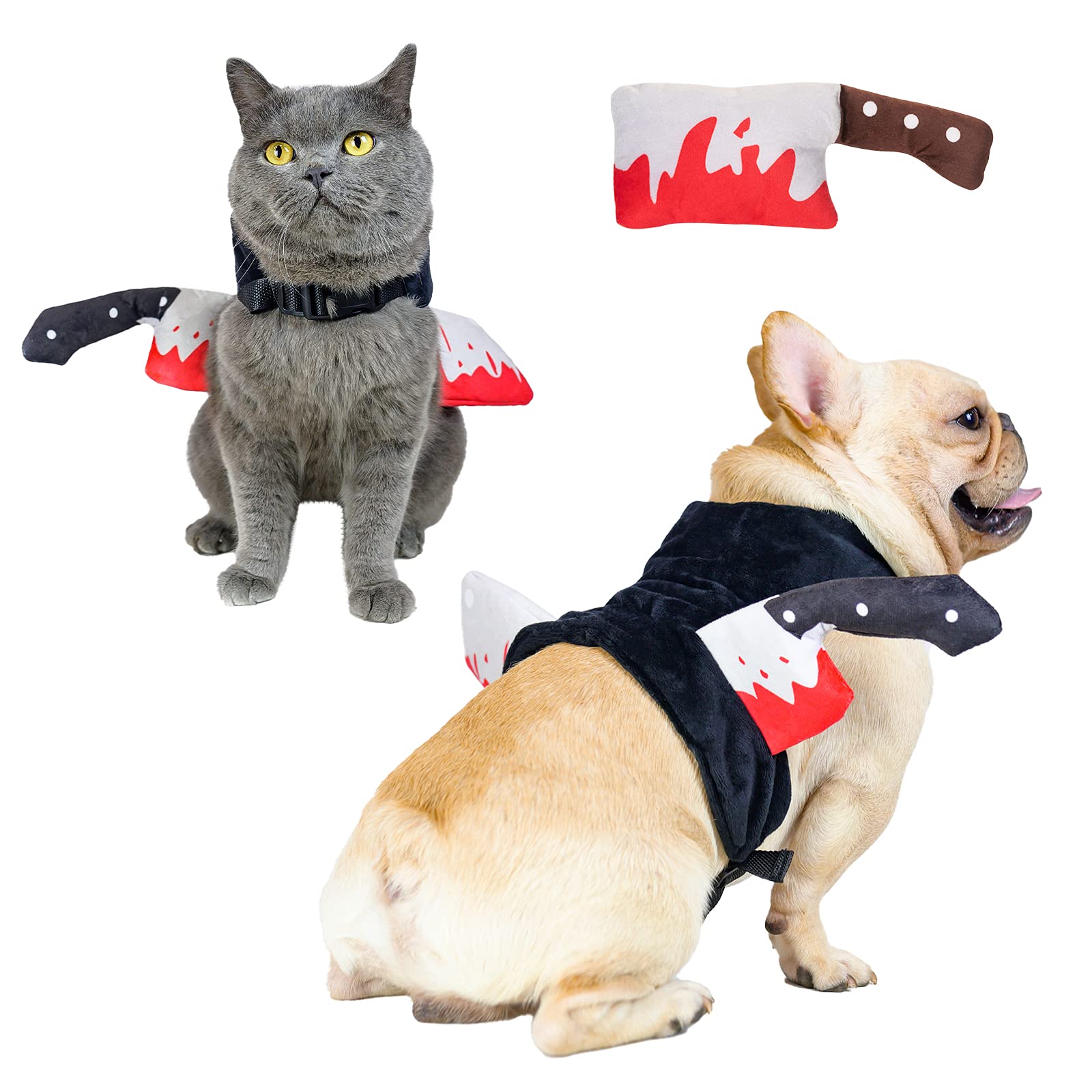 KOOLTAIL Dog Halloween Costume, Back Decoration with Squeaky Toy Funny Dog Cosplay Cat Suit Outfit for Holiday Party for Kitten Puppy Small Medium Large Dogs