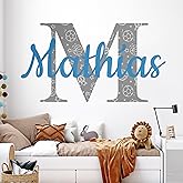 EGD Custom Name & Initial Sports Balls Design Wall Decal I Soccer Baseball Basketball Football Decor I Nursery Wall Stickers I Custom Decal for Boys Bedroom Decor I Size Options (B. Sports)