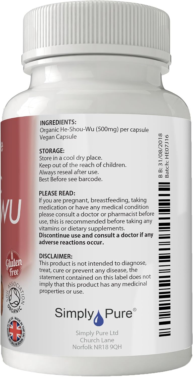 Simply Pure Organic He-Shou-Wu for Healthy Ageing, 90 count (Pack of 1) - Image 4