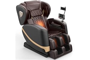 FURNIMAT 2025 Massage Chair Full Body, Zero Gravity Massage Chair with 10 Fix Rollers, Heating, Foot Massage, Auto Modes, Bluetooth Speaker, Touch Screen Controller (Black & Brown)