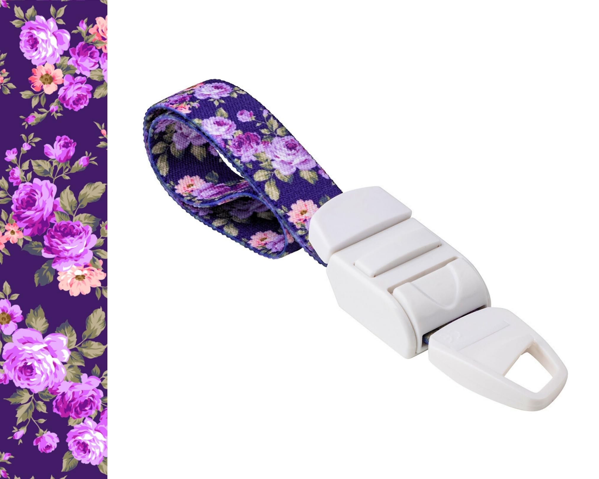 ROLSELEY Medical Nurse Tourniquet with VIOLET/PURPLE FLOWERS FLORAL Pattern with ABS Plastic Buckle Latex Free Elastic Band Perfect for Doctors, Nurses, Students and Paramedics