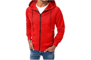 TOWMUS Mens Hoodies,Men's Slim Fit Long Sleeve Lightweight Zip-up Solid Hoodie with Kanga Pocket Hooded Sweatshirts Sweaters