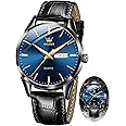 OLEVS Amazon Watches,Brown Leather Watch for Men,Men Day Date Watch,Men's Luminous Watch,Dress Watch for Men,Rose Gold Watch for Men,Men's Fashion Quartz Watch,Waterproof Brown Man Watches