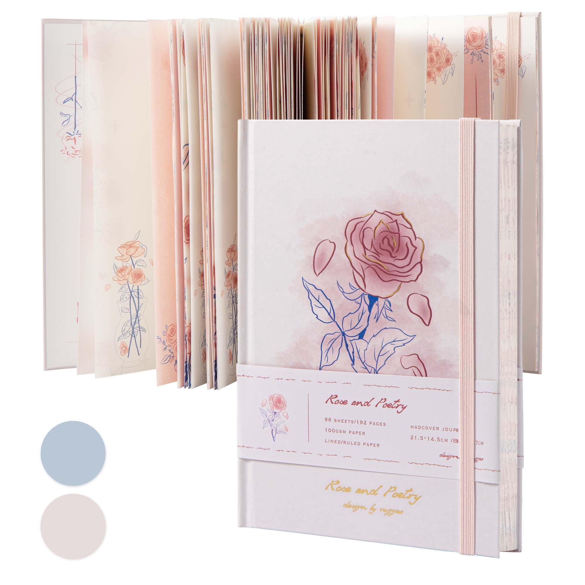 MGGAO Pink Personalized Butterfly Journal, Rose Journal for Writing, with Gorgeous Blank Paper, A5 Hardcover Notebook Secret Diaries, for Memories Sketch Men Women Girl