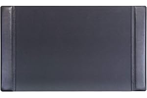 Dacasso Classic Leather Desk Pad with Side Rails - Luxury Leather Desk Blotter for Writing - Padded Executive Desk Surface Protector - (Black, 34” x 20”)