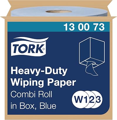 Tork 130073 Heavy-Duty Wiping Paper 2-Ply Blue 170m W1 W2 W3 System