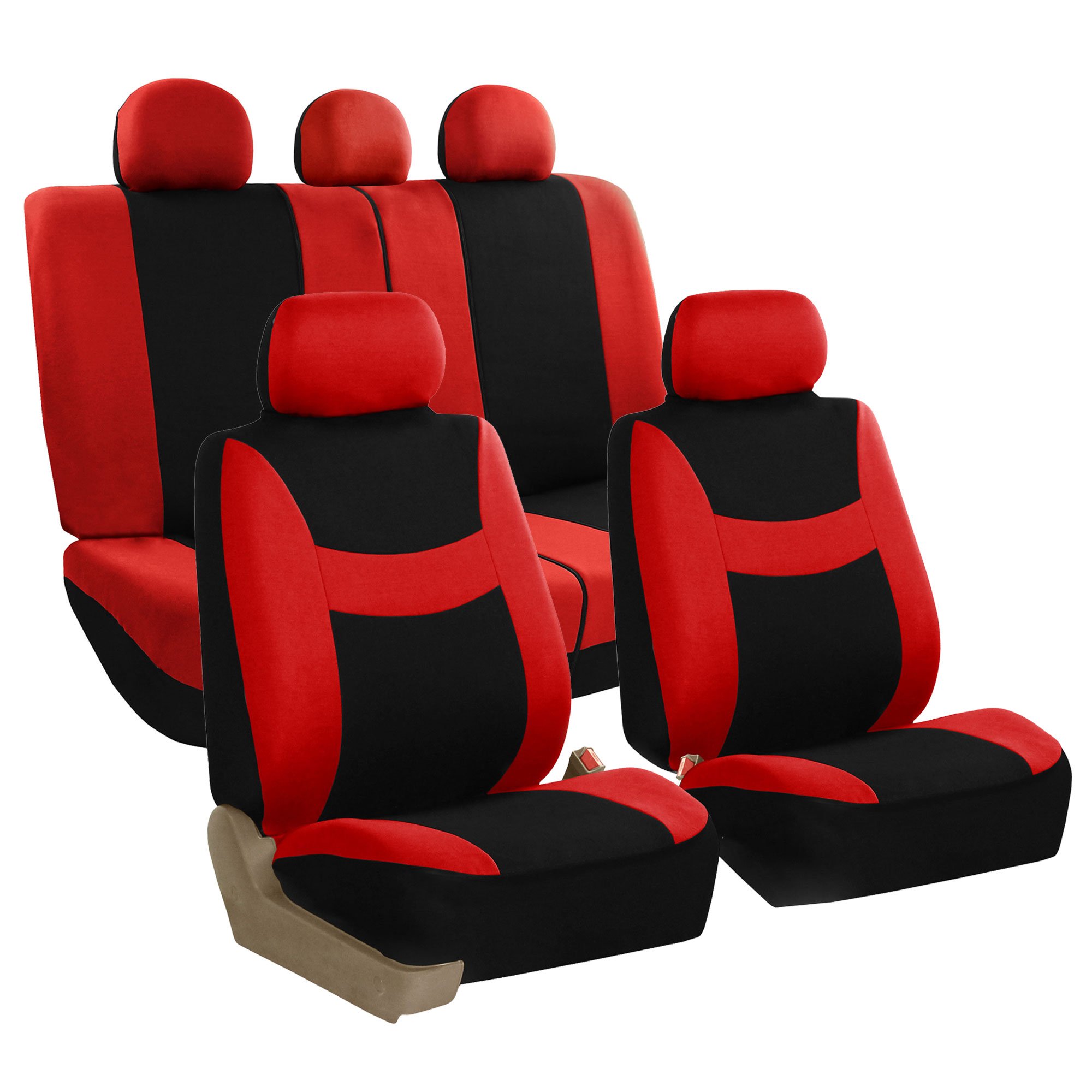 FH Group FB030RED115 full seat cover (Side Airbag Compatible with Split Bench Red)