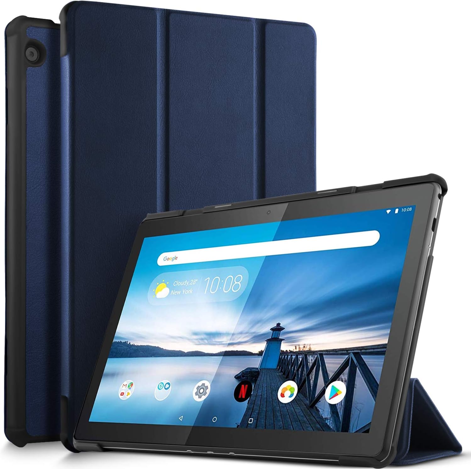 ELTD Case for Lenovo TAB M10, Flip Premium Slim light Shell Protective Case Cover for Lenovo TAB M10 2018 Model Tablet (Blue)