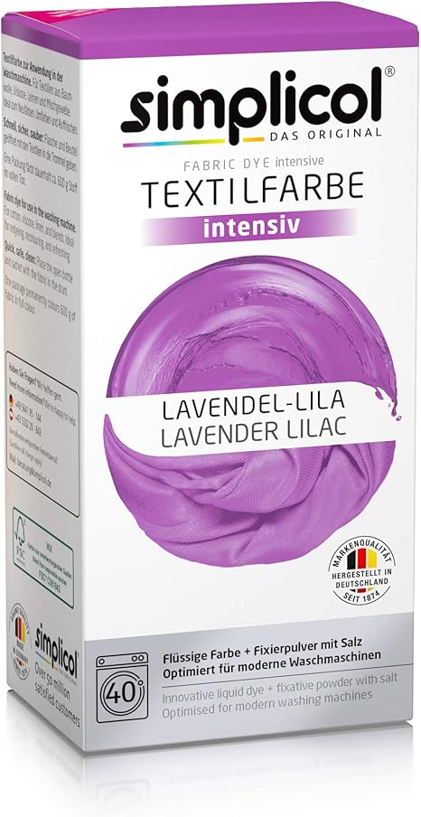 Simplicol Textilfarbe Intensiv 18 Farben Lavendel Lila 1807 Einfaches Farben In Der Waschmaschine All In 1 Komplettpackung Amazon De Drogerie Korperpflege