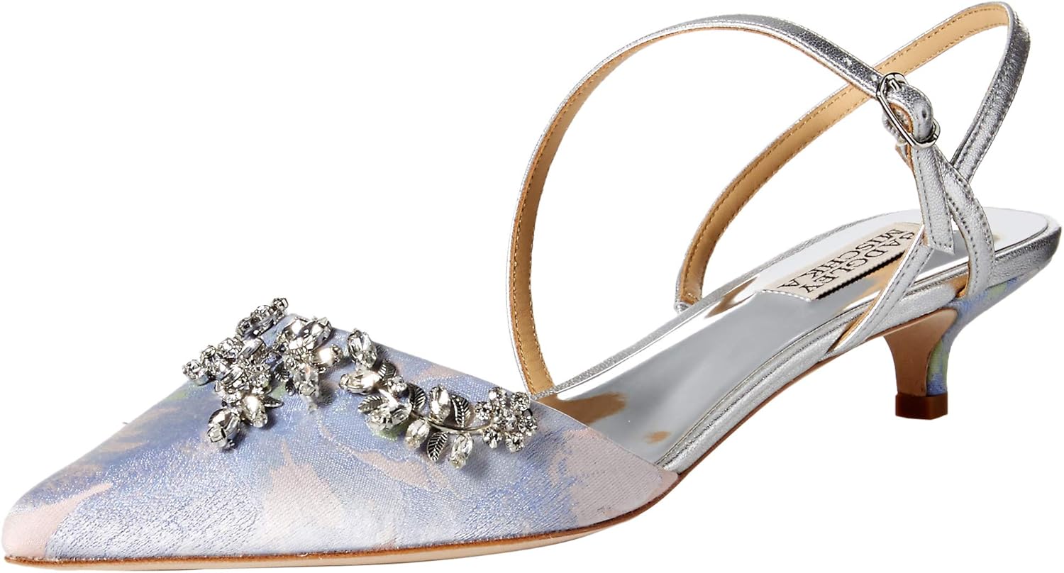 badgley mischka iris kitten heel slingback pump