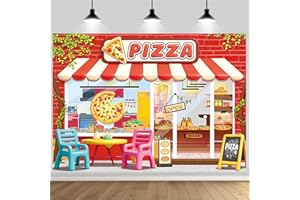 7x5FT Vintage Pizza Shop Backdrop Food Cooking Theme Photography Background Baby Shower Boys Girls Kids Birthday Party Suppli