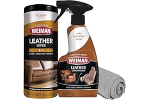 Weiman Leather Cleaner & Conditioner Care Kit | Restores Leather Surfaces | Ultra Violet Protectants Help Prevent Cracking or Fading of Leather Furniture, Car Seats, Shoes