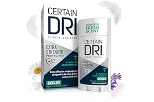 Certain Dri Extra-Strength Clinical Solid Antiperspirant - 72-Hour Sweat & Odor Protection for Hyperhidrosis - Maximum-Strength - Powder Fresh Scent - 1.7 oz