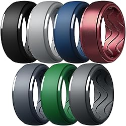 Egnaro Men's Silicone Rings 10mm Wide 2.5mm