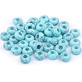 Youngbling Large Hole Gemstone Beads for Jewelry Making,Loose Macrame Natural Stone Beads Pack of 15,Blue Turquoise(8 * 14mm)