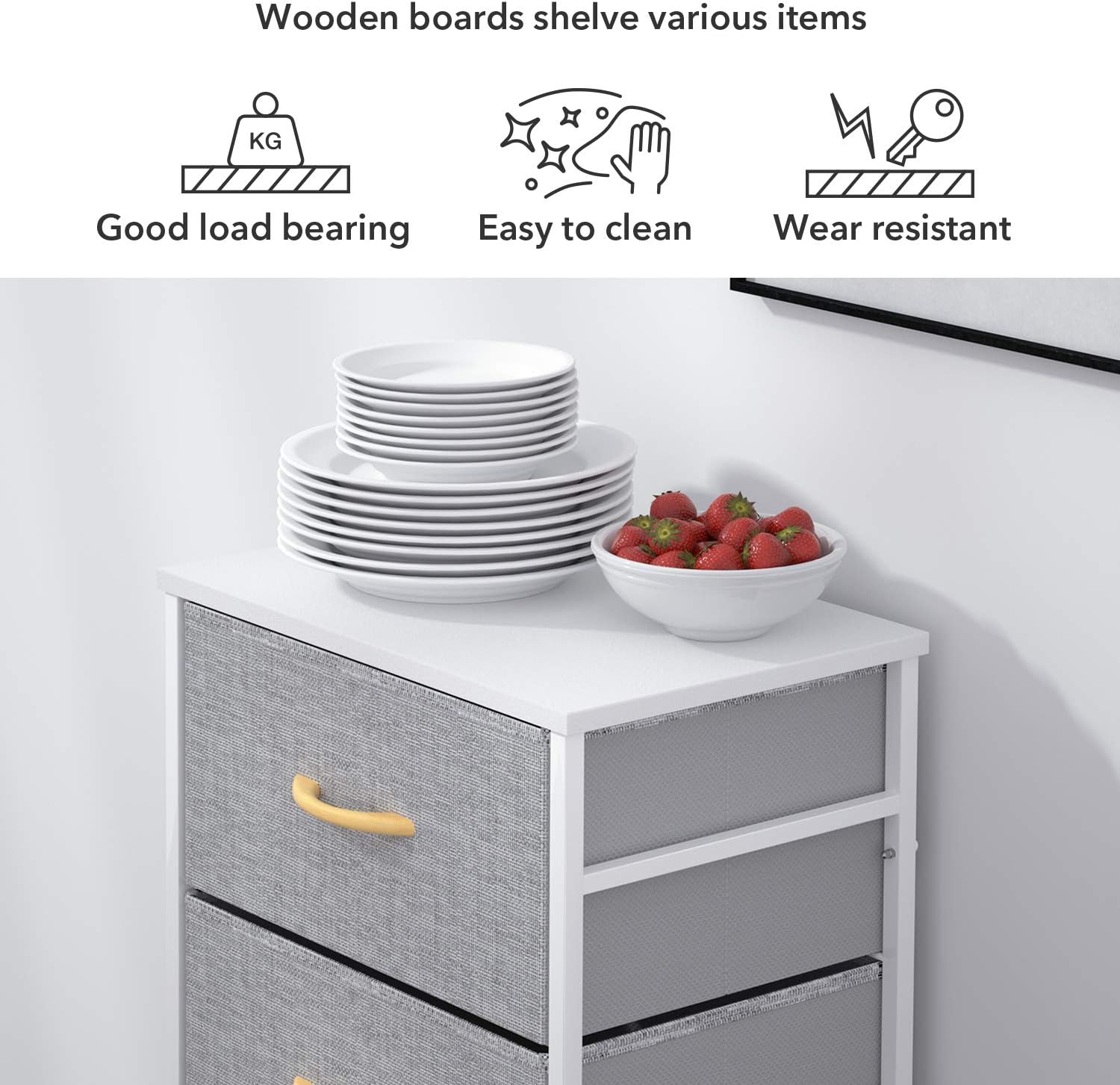 ROMOON 4 Drawer Fabric Dresser Storage Tower, Organizer Unit for Bedroom, Closet, Entryway, Hallway, Nursery Room - Gray: Home & Kitchen