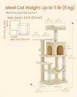 Feandrea Cat Tree Tower 112 cm Multi Level Plush Condo Beige PCT261M01 view 6