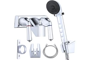 HANSENGROE RV Shower Faucet with Hose & Handheld Showerhead, 4" Shower Set Replacement, Leak & Rust Resistant for RV Camper Motorhome Travel Trailer Indoor/Outdoor Use (Chrome)