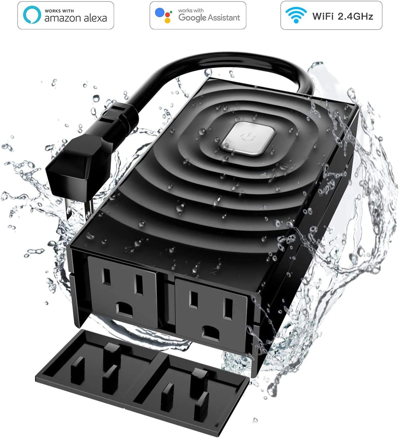 meross Smart Outdoor Plug, Waterproof WiFi Outdoor Outlet, Compatible with Apple HomeKit,  Alexa, Google Assistant and SmartThings, Remote Control, Timer, FCC and ETL Certified - - 