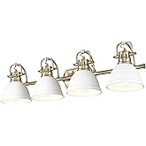 Duncan 4-Light Bath Vanity in Aged Brass with Matte White