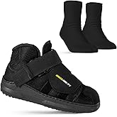 BraceAbility Closed Toe Post-Op Shoe + Medical Walking Boot Sock Liners Bundle - Medical Broken Toe Cast Boot Thick Protective Socks for Post-Surgery Recovery Foot Support (1 Pair Black - Medium)