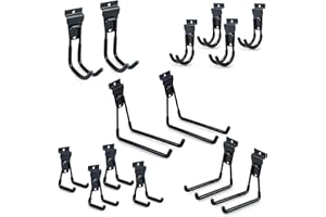 Dobures Slatwall Hooks Garage Hooks, SlatWall Accessories, Multi Size Garage Hanger, Hangers, Hooks Wall Mount Tool Holder for Ladder Garden Tools (14 Pack, Black)