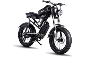 RIDING'TIMES 1500W Moped Style Ebike Full Suspension, 20 Inch Fat Tire Electric bike, Max 28MPH & 37-150 Miles Electric Motorcycle, 750WH/1500WH Battery, All-Terrain E Bike for Mountains, Snow, Sand, Road