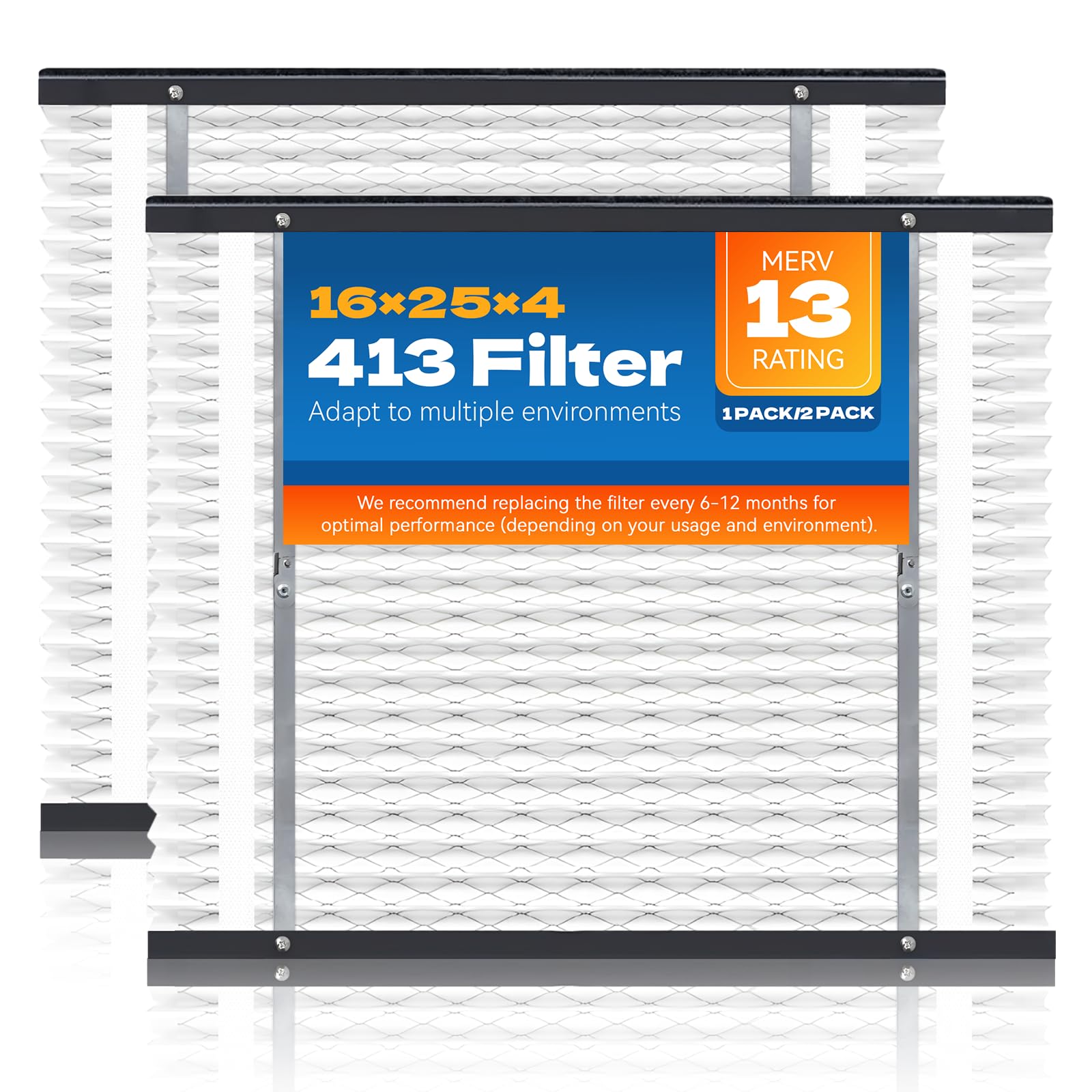 Photo 1 of 2-Pack 413 Replacement Filter Compatible with AprilAire Whole House Air Purifiers Models 1410, 1610, 2410, 2416, 3410, 4400, MERV 13 Air Purifiers, Size:16x25x4(Actual size:16.69x27.8x4.02in)