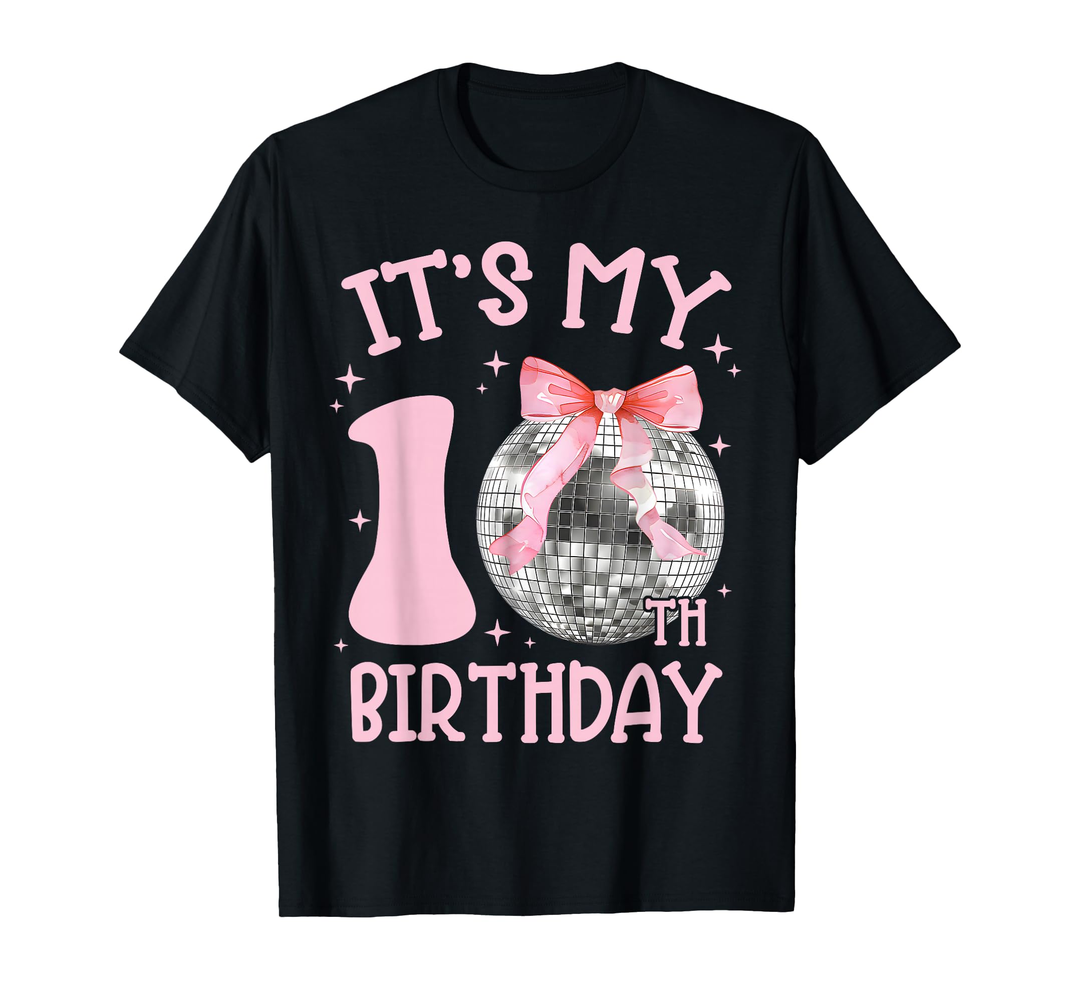 Photo 1 of 10th Birthday Coquette Bow Disco Ball 10 Year Old Birthday T-Shirt