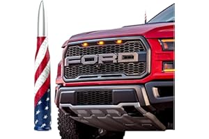 CZSWCH Car Truck 50 Cal Bullet Antenna American Flag Design Compatible with Ford F150 F250 F350, Dodge RAM 1500, Chevy Silverado,GMC sierra, Jeep Wrangler/Gladiator, Toyota Tundra/Tacoma.1990-Current.
