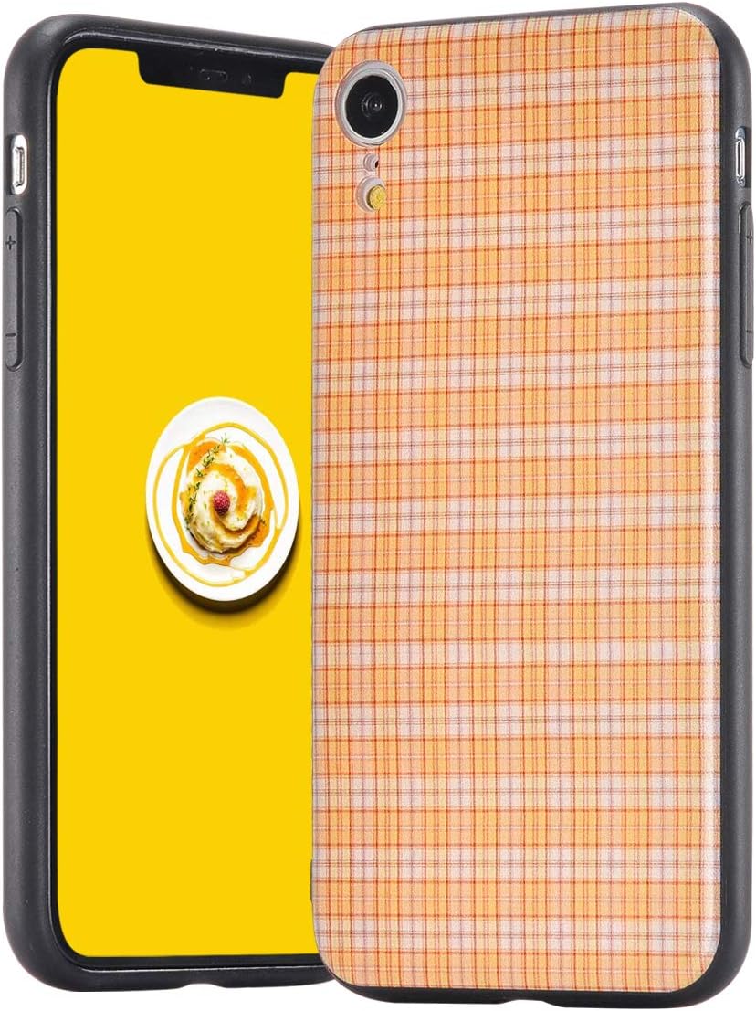 idocolors For iPhone XR Yellow Plaid Case Designer Back Hard Protective Cover for Women & Men Ultra Thin Plastic Phonecase Lightweight