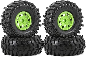 Dantenron 1.9 Rock Crawler Mud Tires and Plastic Wheels Rims OD 118mm 1/10 rc Rubber Grappler hubs Tyres with Foam for 1:10 Crawler Car Tamiya CC01 Traxxas TRX4 Axial SCX10 II RC4WD Gen8 4PCS (Green)