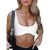 AGECODE Sports Bras for Women Scoop Neck Wireless Padded Bra Workout Running Yoga Bras Crop Tank Top
