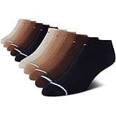 Tommy Hilfiger Mens No Show Socks - 10 Pack Cotton Blend Performance Stretch Athletic Invisible Liner Low Cut Socks for Men