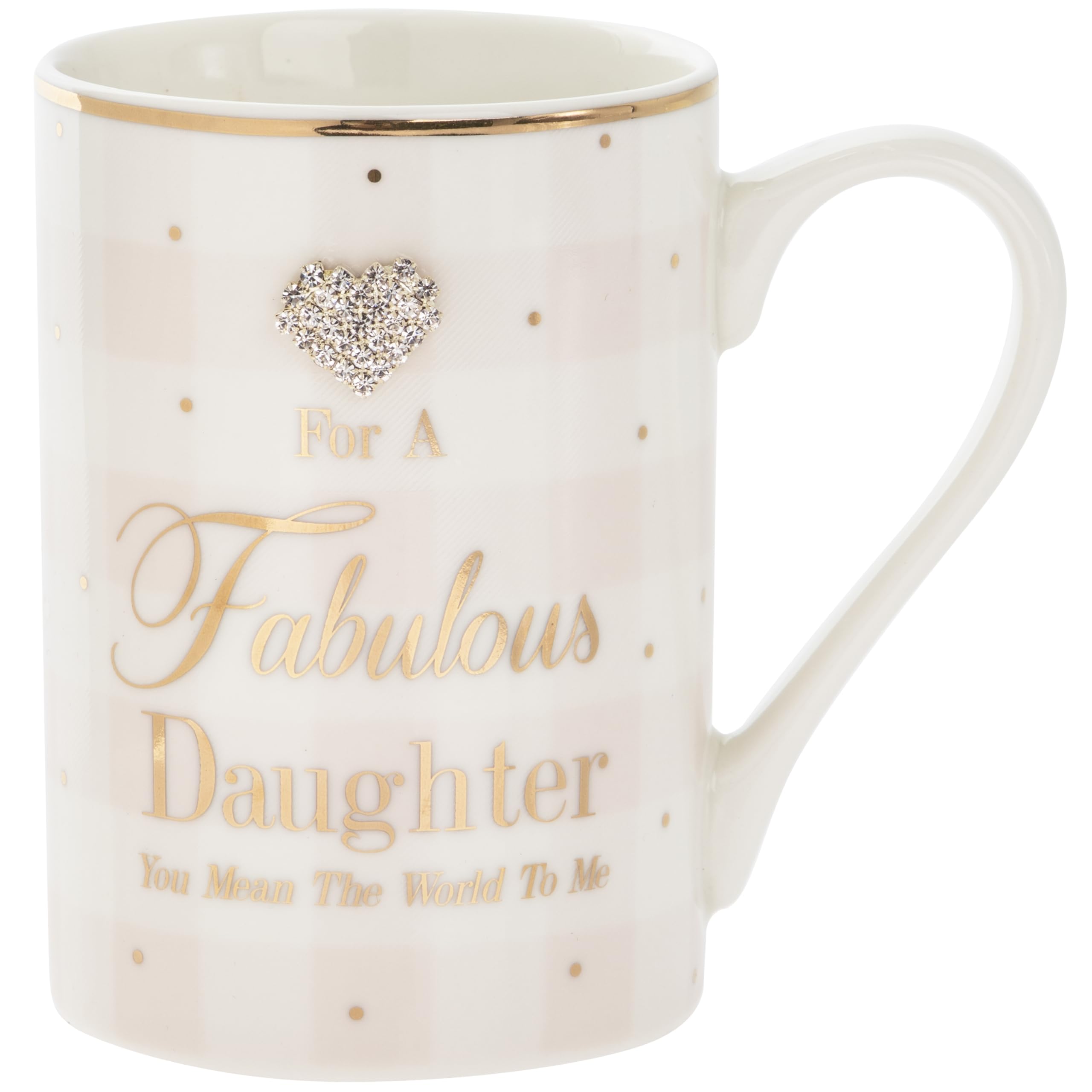 Ceramic Fabulous Daughter Mug | Checkered and Mad Dots | 1 Piece - 7x7x11 cm