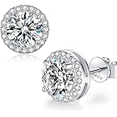 Unicoring Moissanite Earrings Studs for Women, Round Cut D Color VVS1 Clarity Lab Created Moissanite Studs Earrings for Men S925 Sterling Silver Plated with 18k White Gold Jewelry