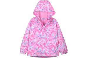 WELAKEN Fleece lined Jackets with Water-Resistance Frabic for Kid's & Toddler II Girl's Rain Jacket & coats