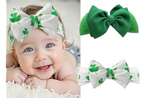 QFV Infant bows St Patrick's Day Baby girls Bows Headband, Newborn Soft Baby Hairband, One sizes fits All Baby