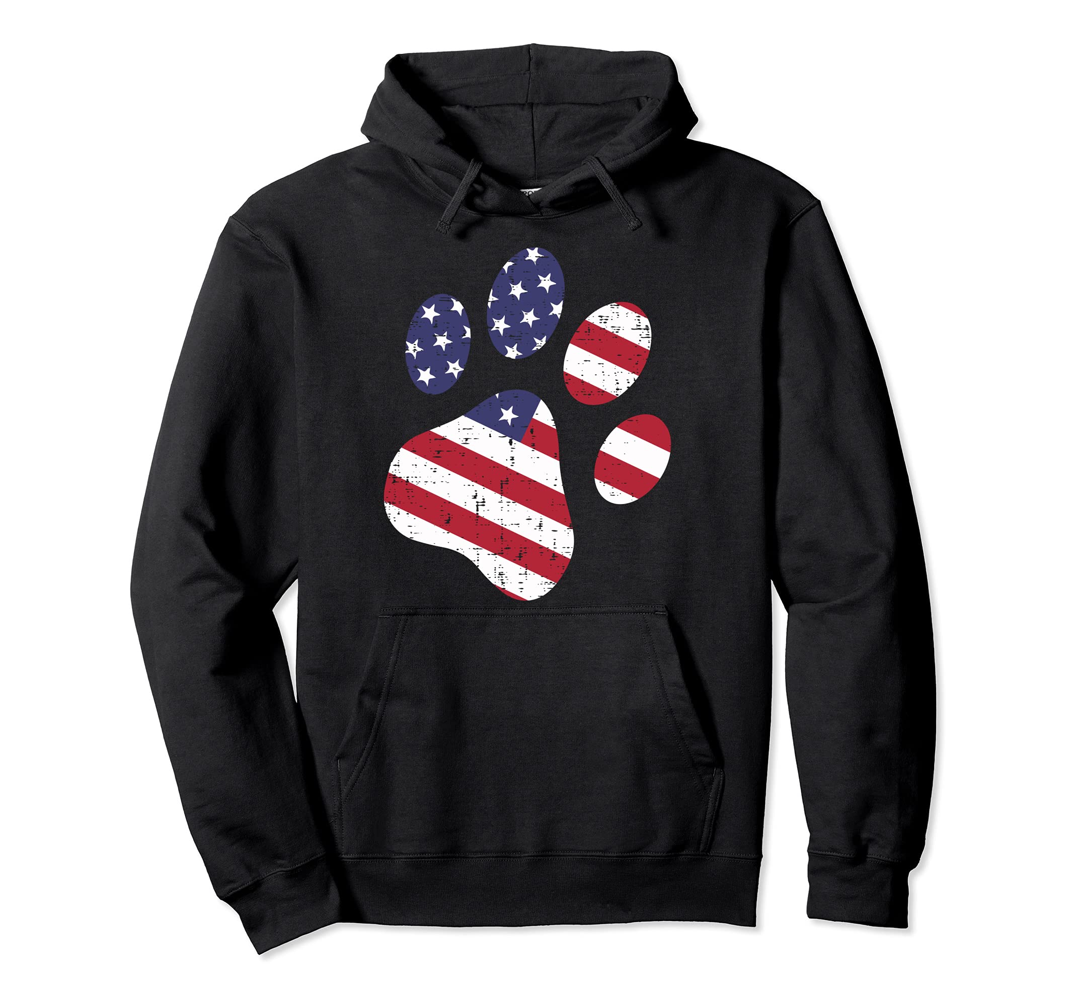 Dog Paw Print American Flag USA Cute 4th Of July Fourth Dogs Pullover Hoodie