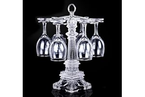 Mylifestyle 6 Hook Design Tabletop Glass Eiffel Tower Stemware Rack/Rotate 6 Wine Glass Storage Holder Stand Air Drying Rack