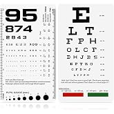 Pocket Eye Chart - Snellen &amp; Rosenbaum Chart for Eye Exams | 6.5x3.5 Inches Handheld Plastic Low Vision Card (2 in 1)